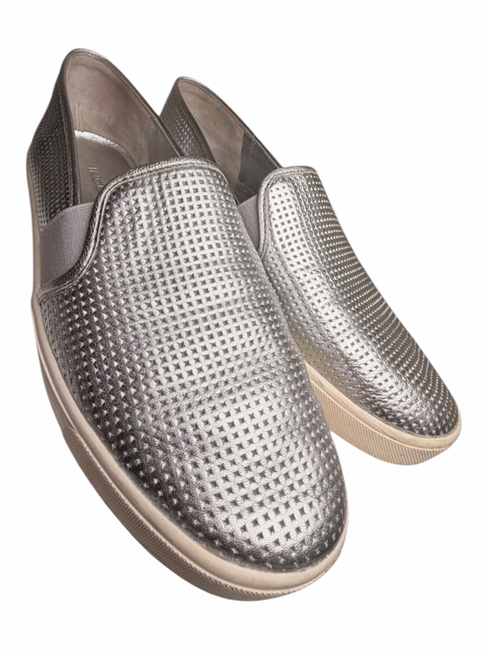 Vince Blair Silver Metallic Leather Slip On Sneakers Women’s 8M EU 38.5